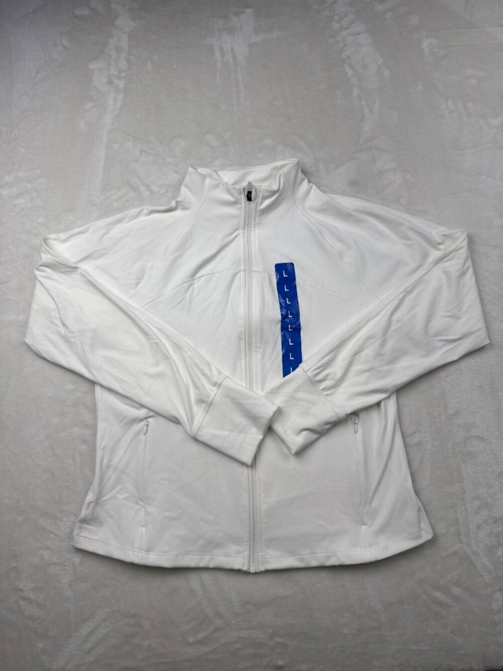 Jockey Womens Full-Zip White Jacket L Polyester Spandex Blend